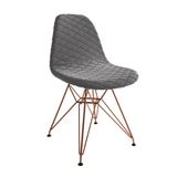 Cadeira Jantar Eames Eiffel Estofada Grafite Base Cobre