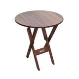 Mesa Dobrável De Madeira Redonda 70cm Imbuia - Cor: Marrom