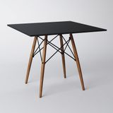 Mesa De Jantar Eiffel Quadrada 90 Cm Tampo De Madeira Preta