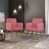 Kit 2 Poltronas Nina Decorativa Suede Rosa - Oferta - Balaqui Decor Cor:rosa