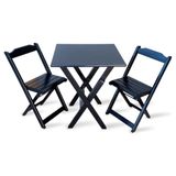 Jogo De Mesa Em Madeira Com 2 Caderias Dobravel 70x70 Para Bar E Restaurante - Preto - Cor: Preto