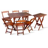 Jogo De Mesa 1,10x70 Com 6 Cadeiras E Mesa Aparador Tarimatã Para Area Gourmet - Imbuia Marrom