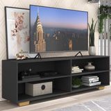 Rack Para Tv 75&quot; Com Pés Jazz Multimóveis Mp1018 Preto/natural