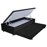 Cama Box Baú Auxiliar Solteiro Suede Espuma 8cm 45x88x188 Preto