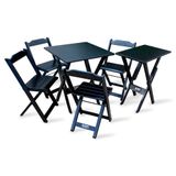Conjunto De Mesa Dobrável 70x70 Com 4 Cadeiras Com Mesa Aparador Bar Restaurante - Preto