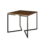 Mesa Jantar Industrial Quadrada Amêndoa 90cm Base V Ferro Preto