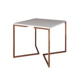 Mesa Jantar Industrial Branca Quadrada 90cm Base Cobre V Cor: Branco