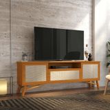 Rack Para Tv Até 75&quot; 3 Portas Com Pés Em Madeira Maciça Rattan 178cm Cedro