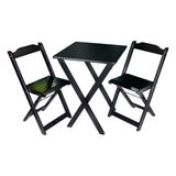 Jogo De Mesa 60x60 Com 2 Cadeiras Decor Tarimatã Para Area Gourmet - Preto - Cor: Preto