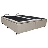 Base Box Baú Para Cama Casal King 192x203cm Bipartido Liz S05 Sintético Bege - Mpozenato