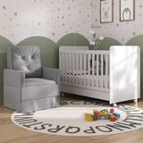 Berço Americano 3x1 Com Poltrona De Amamentação Pimpolho Mp4065 Branco/cinza Branco/cinza