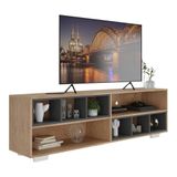 Rack Tv 75&quot; Com Nichos E Pés Jazz Multimóveis V1023 Rustic/grafite/branco Rustic/grafite/branco