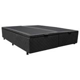Base Box Baú Para Cama Casal King 192x203cm Bipartido Liz S05 Suede Bordado Preto - Mpozenato