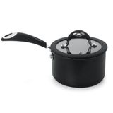 Panela Dom Preta 18 Cm 2,3 L Em Alumínio Com Revestimento Interno Antiaderente E Alças Em Silicone
