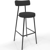 Banqueta Baixa Bar Cozinha Sala De Jantar Estrutura Em Aço Milão L02 Suede Preto