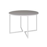 Mesa Jantar Industrial Redonda Branca 110cm Base V Ferro Branco Cor: Branco