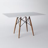 Mesa De Jantar Eiffel Retangular Tampo De Madeira 120x75cm Branco - Branco