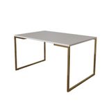 Mesa De Jantar Industrial Retangular Branca 137x90cm Base Dourada Cor: Branco