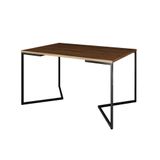 Mesa Jantar Industrial Amêndoa Retangular 137x90cm Base V Ferro Preto Cor: Amendoa