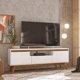 Rack Retrô Rio Para Tv Até 60 Polegadas Branco - Olivar Móveis - Cor: Branco