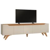 Rack Grecia 4 Portas E 1 Gaveta Mavaular Off White/naturale