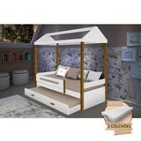 Beliche Montessoriana Infantil Sara Solteiro Com Colchões Branco/amêndoa Branco