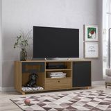 Rack Pet Roxy Retrô Mel Freijó / Preto Tv Até 55 Polegadas - Olivar Móveis