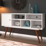 Bancada Rack Retro Tv Até 50 Polegadas 75 Branco Mdf / Mdp 123cm Olivar - Cor: Branco