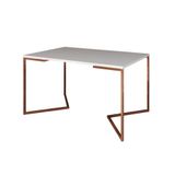 Mesa Jantar Industrial Retangular 137x90cm Branca Base Cobre V Cor: Branco