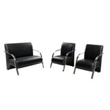 Conjunto Poltrona Sevilha Braço Alumínio Kit 3 Peças Preto