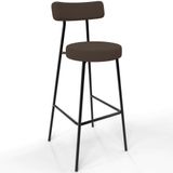 Banqueta Baixa Bar Cozinha Sala De Jantar Estrutura Em Aço Milão L02 Suede Marrom