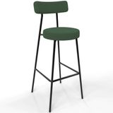 Banqueta Baixa Bar Cozinha Sala De Jantar Estrutura Em Aço Milão L02 Suede Verde Musgo