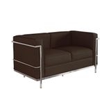 Sofa Le Corbusier De 2 Lugares Inox Sintético Marrom - Cor: Marrom