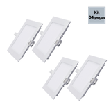 Kit 04 Painel Plafon Luminária Led Quadrado Embutir Gesso 6W Slim