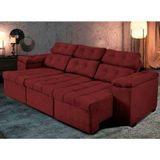 Sofa Itália 225cm Retrátil E Reclinavel Tecido Suede Vermelho - Ws Estofados