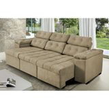 Sofá Italia 250cm Retrátil Reclinável Suede Castor  Ws
