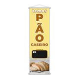 Banner Temos Pão Caseiro Padaria Preço Fundo Preto 100x30cm