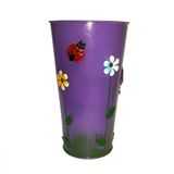 Vaso Balde Metal Roxo Enfeite Jardim Joaninha Flor Quintal