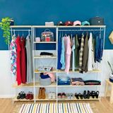 Guarda-roupas Industrial De Ferro E Madeira Closet Modular Natural E Branco