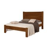 Cama Casal Madeira Maciça Vintage Lara - Castanho - Cor: Marrom