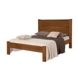 Cama Casal Madeira Maciça Vintage Lara - Imbuia - Cor: Marrom