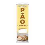 Banner Temos Pão Caseiro Padaria Preço Fundo Branco 100x30cm