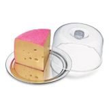 Porta Queijo Queijeira Em Metal Com Tampa Transparente Kehome