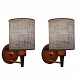 Kit/2 Arandela Base Cobre Cúpula Em Tecido 14x15cm Rustico Cinza Bivolt