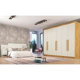 Roupeiro Oslo 6 Portas 4 Gavetas 100 Mdf Peroba/ Off White