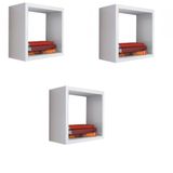 Kit 3 Nicho Decorativo 55x55x15cm Branco Mdf