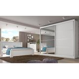 Roupeiro Verona Plus 2 Porta Espelhado Branco Acetinado