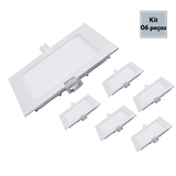 Kit 06 Painel Plafon Led 6W Quadrado Embutir Luminária Teto Branco