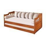 Sofá Cama Madeira Maciça Rústico Solteiro - Castanho - Cor: Marrom