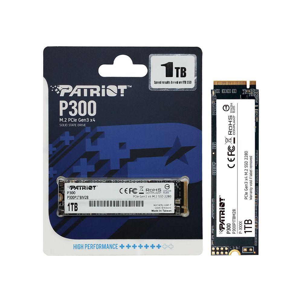 Ssd 1tb Patriot P300, M.2 2280 Pcie 3x4 Nvme 1.3, Leitura 2100mb/s, Grav. 1650mb/s - P300p1tbm28